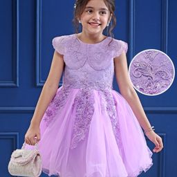 Mark & Mia Woven Sleeveless Party Dress With Floral Embroidery & Sequin Detailing - Purple-image-86