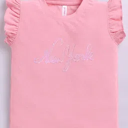 giniekids Knit Sleeveless New York Text Sequin Embellished Top - Water Cherry-picture-8