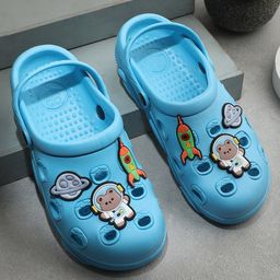 LIBERTY Perforated Slingback Clogs With Space Theme Charms - Blue-image-1