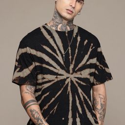 Moda Rapido Washed Effect Tie & Dyed Drop-Shoulder Sleeves Oversized Fit T-shirt-picture-33
