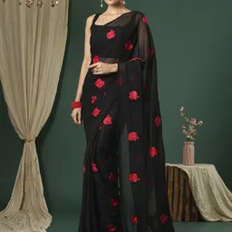 KALINI Women Embroidered Geometric Printed Saree-10
