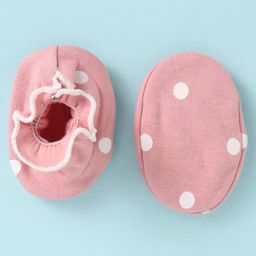 Ben Benny Interlock Knit Cap Mittens & Booties Set with Polka Dots Print Peach - Diameter 8.5 cm image 3