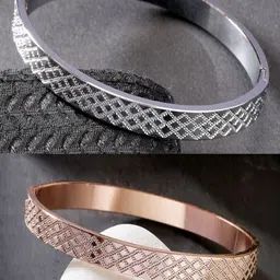 The Roadster Lifestyle Co Men Set Of 2 Rhodium-Plated Kada Bracelets-image-58