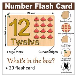 wissen Wooden (MDF) Numbers 1-20 Learning Flash Card with Lacing Thread - Multicolour image 4
