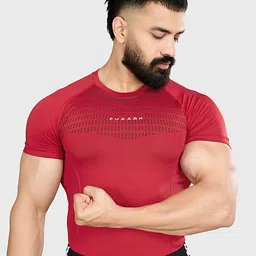 FUAARK Men Geometric Printed Round Neck Compression T-shirt-image-11