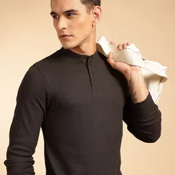 French Connection Self Design Mandarin Collar T-shirt-image-57