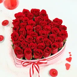 Red Roses in Heart Shaped Gift Box (40 Stems)-16