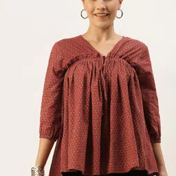 Saanjh Red Printed Tunic-picture-31