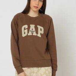 GAP Brown Cotton Embroidered Long Sleeves Sweatshirt-image-12