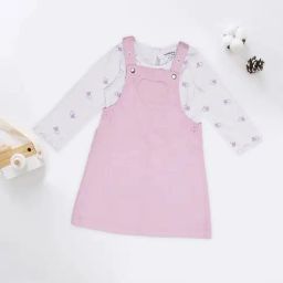 Pantaloons Baby Infant Girls Pastel Lilac Printed Dungaree Set-image-72