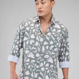 Vastrado Green Relaxed Fit Printed Shirt-image-7