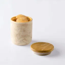 ellementry Amber Love Beige Ceramic Container with Lid ( ml) - Set of 1-20