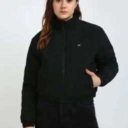 TOMMY HILFIGER Black Plain Puffer Jacket-image-19