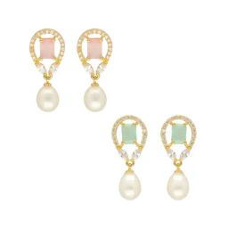 Sri Jagdamba Pearls Glimmering Multi Drop Earrings - Set of 2-image-42