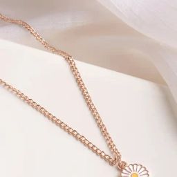 Joker & Witch Rose-Gold Tone Blooming Rose Charm Necklace-image-67