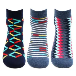 Bonjour Multicolor Cotton Printed Socks - Pack of 3-picture-7