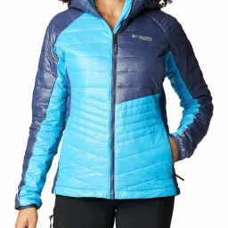 Columbia Blue Full Sleeve Platinum Peak Puffer Jacket-image-1