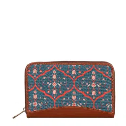 ZOUK Blue Printed Zip Around Wallet for Women-95
