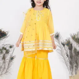 Little Bansi Yellow Embellished 1 Kurta, 1 Sharara & 1 Dupatta-image-45