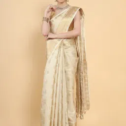 Mimosa Beige Paisley Art Silk Kasavu Saree With Blouse-picture-42
