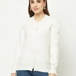 Crimsoune Club White Self Pattern Cardigan-image-89