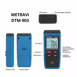 Metravi Digital Thermometer -50°C to 1300°C Backlit LCD Display, DTM-903 image 5