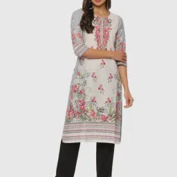 Biba Sky Blue Printed Straight Kurta-picture-15