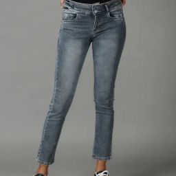 SHOWOFF Grey Regular Fit High Rise Jeans-image-33