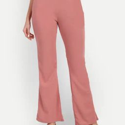 Broadstar Peach Bootcut High Rise Flared Trousers-image-68