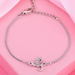 Estele Rhodium-Plated Artistic G Initial Bracelet with Austrian Crystals for Women-27
