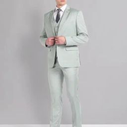 AD by Arvind Pista Green Regular Fit Notch Lapel Three Piece Suit-image-45
