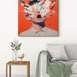999Store Multicolor Canvas Exploding Head Wrapped Painting-image-14
