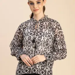 Moomaya Black & Beige Printed Top-picture-19