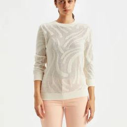 Levi's Off White Self Design Sweater-image-39