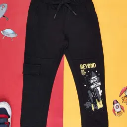Pantaloons Junior Black Cotton Printed Trackpants-picture-20