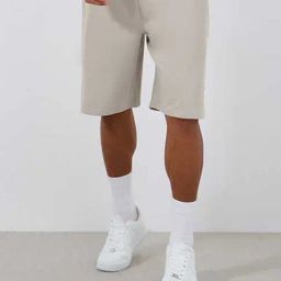 Styli Light Beige Relaxed Fit Printed Cotton Shorts-picture-9