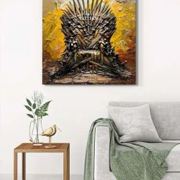 999Store Multicolor Canvas Majestic Iron Throne Wrapped Painting-80