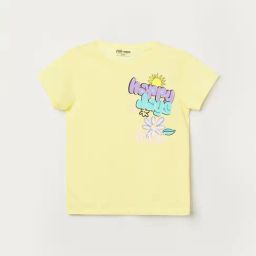 Fame Forever by Lifestyle Girls Yellow Cotton Printed Casual Tops & Tees-image-4