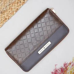 Carlton London Brown Textured Small Zip around Wallet for Women-image-56