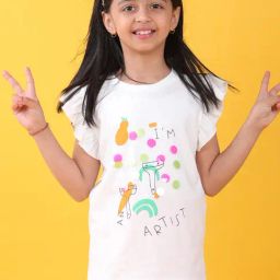 Anthrilo Girls White Artist Short Sleeves T-Shirt-image-15
