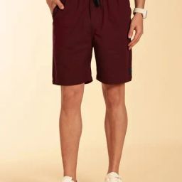 Thomas Scott Wine Cotton Regular Fit Shorts-picture-0