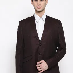 Wintage Men Brown Solid Single-Breasted Formal Blazer-picture-30