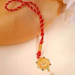 GIVA 925 Sterling Silver Golden Swastik Mandala Lumba Rakhi-picture-11