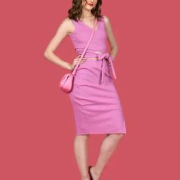 zink london zink Z Pink Cotton Above Knee Top With Skirt-picture-0