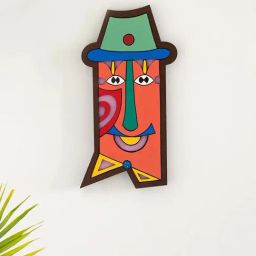 ExclusiveLane Multicolor Pinewood Tribal African Boho Mask Decorative Wall Hanging-image-4