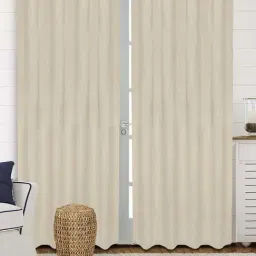 Saral Home Easy Living Beige Polyester 224 GSM Velvet Curtain - Set of 2-19