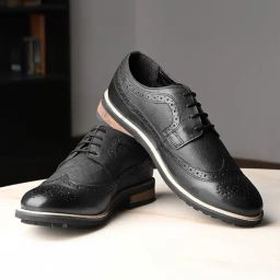 Louis Stitch Men's Jet Black Brogue Shoes-image-19