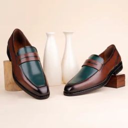 Louis Stitch Men's Tan & Green Casual Loafers-image-97