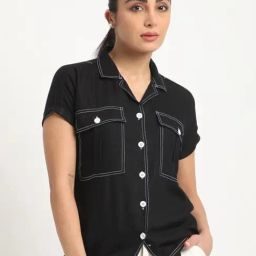 Bene Kleed Black Rayon Regular fit Shirts-image-31