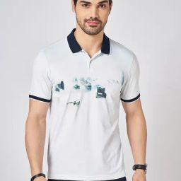Byford By Pantaloons White Cotton Slim Fit Printed Polo T-Shirt-picture-28